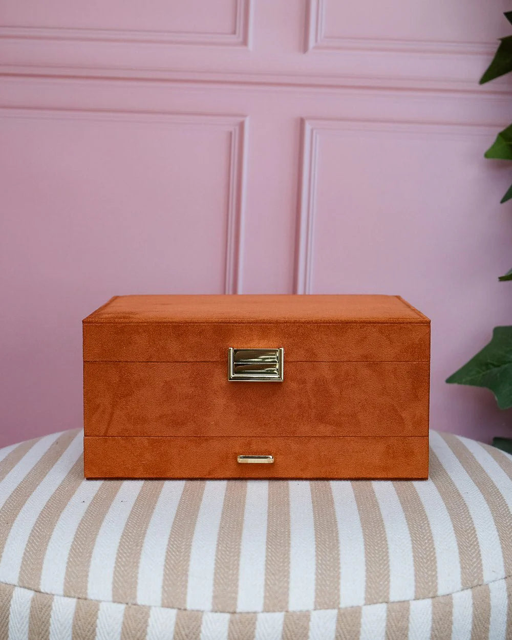 Denise Velvet Jewelry Box Cognac Camel