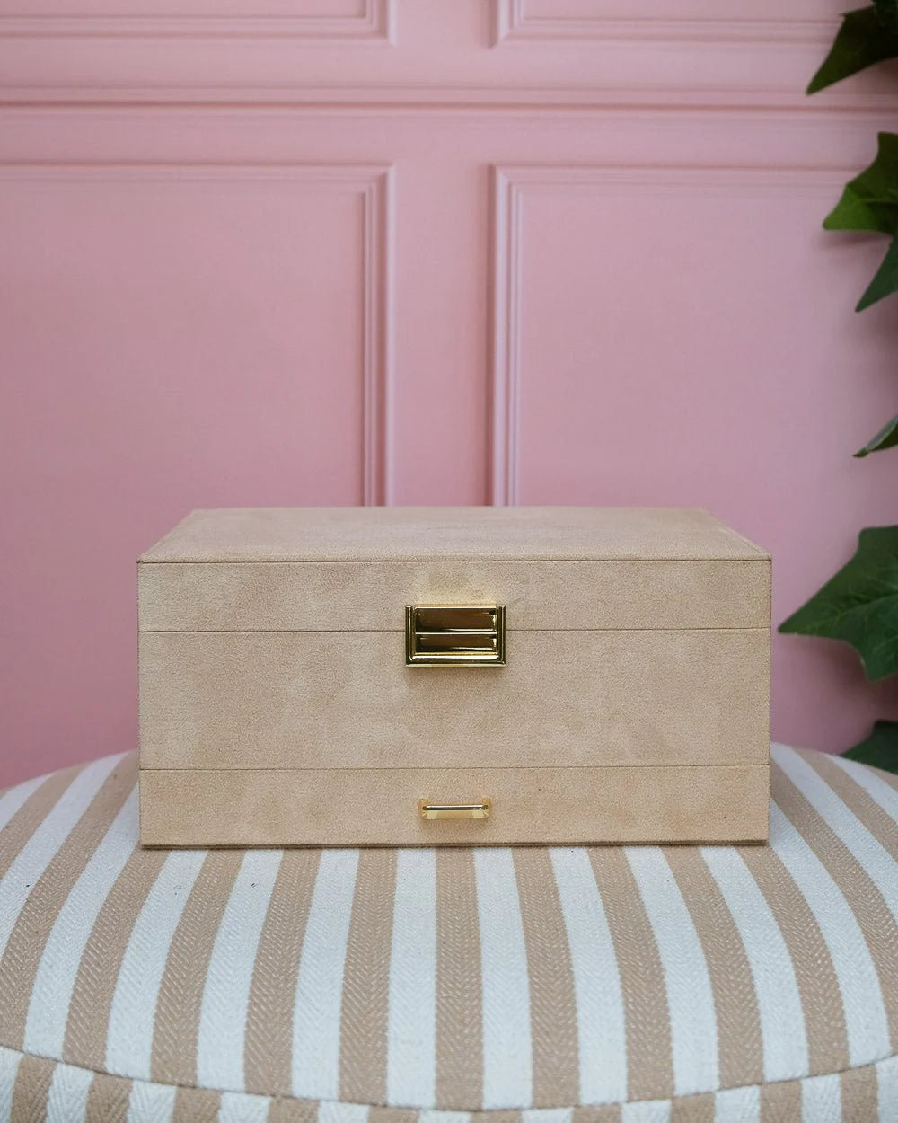 Denise Velvet Jewelry Box Beige