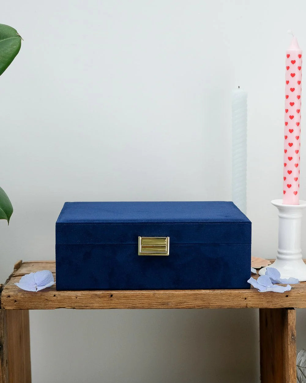 Louise Velvet Jewelry Box Navy Blue