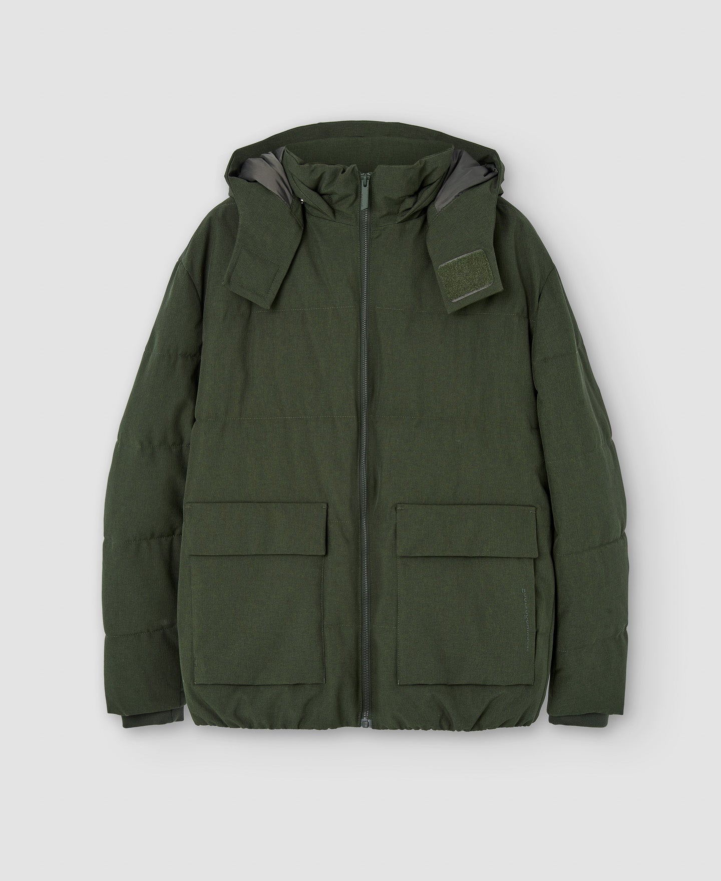 Men Short Jacket | Bottle Green Padded Hood Jacket by Spanish designer Adolfo Dominguez