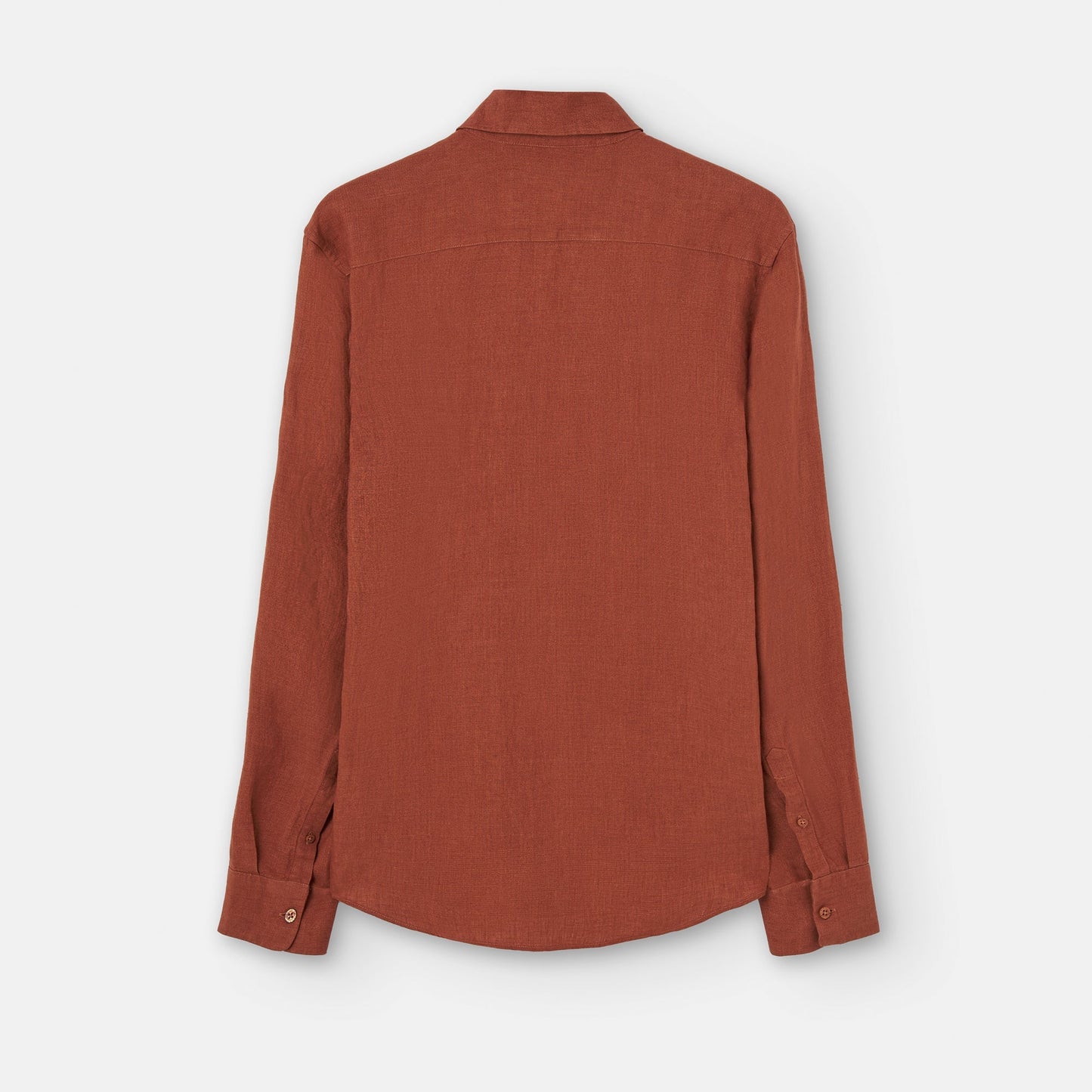 Men Shirt | Brick Red Natural Linen Lapel Collar Shirt by Spanish designer Adolfo Dominguez