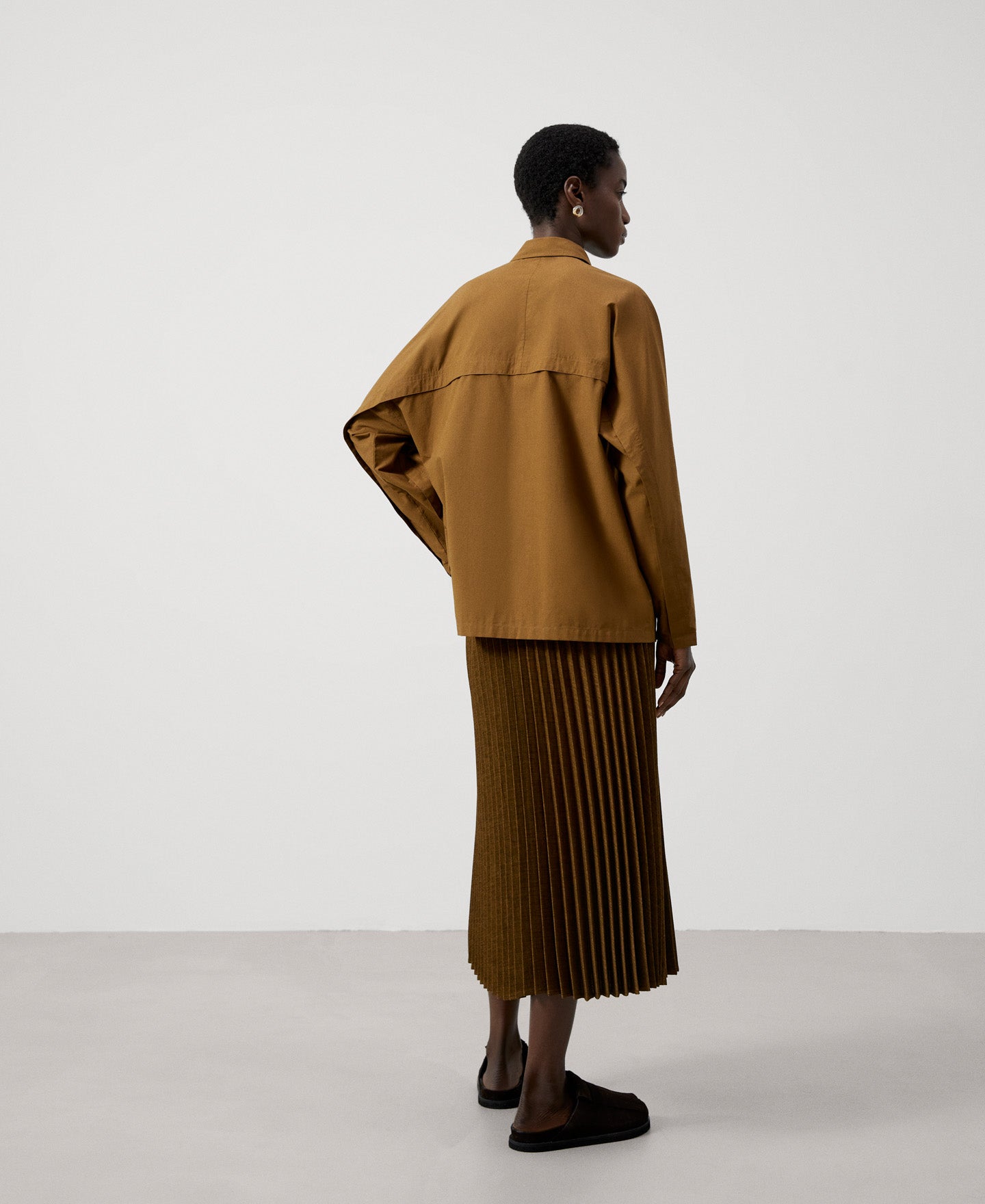 Women Shirt | Brown Cotton Japanese Sleeve Shirt by Spanish designer Adolfo Dominguez