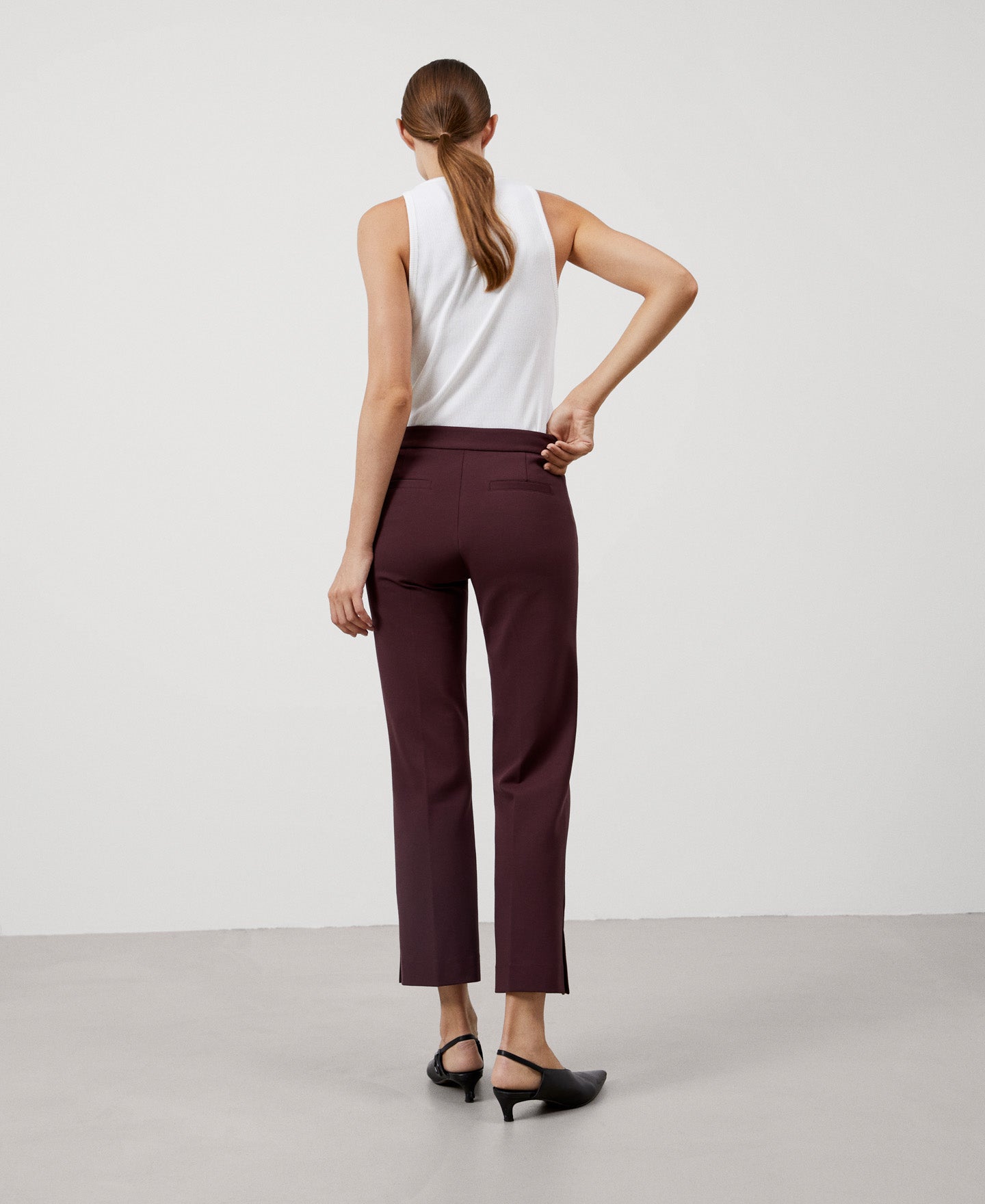 Women Trousers | Brown Nailon And Viscose Skinny Trousers by Spanish designer Adolfo Dominguez