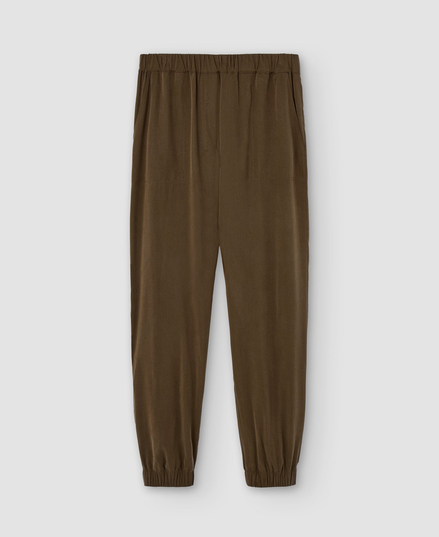Women Trousers | Brown Responsible Lyocell Jogger Trousers by Spanish designer Adolfo Dominguez