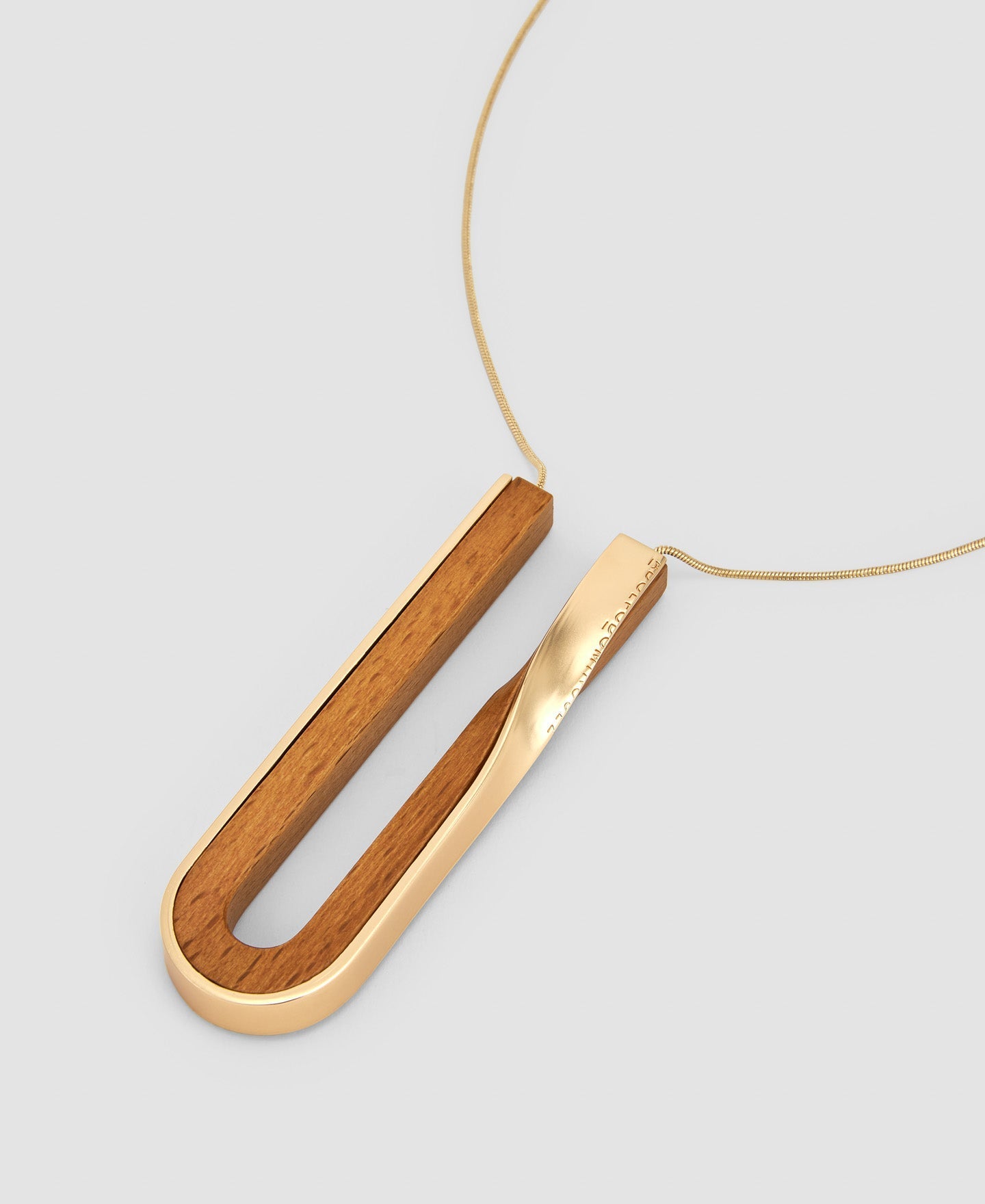 Women Necklace | Brown Wood And Zinc Twist Pendant by Spanish designer Adolfo Dominguez