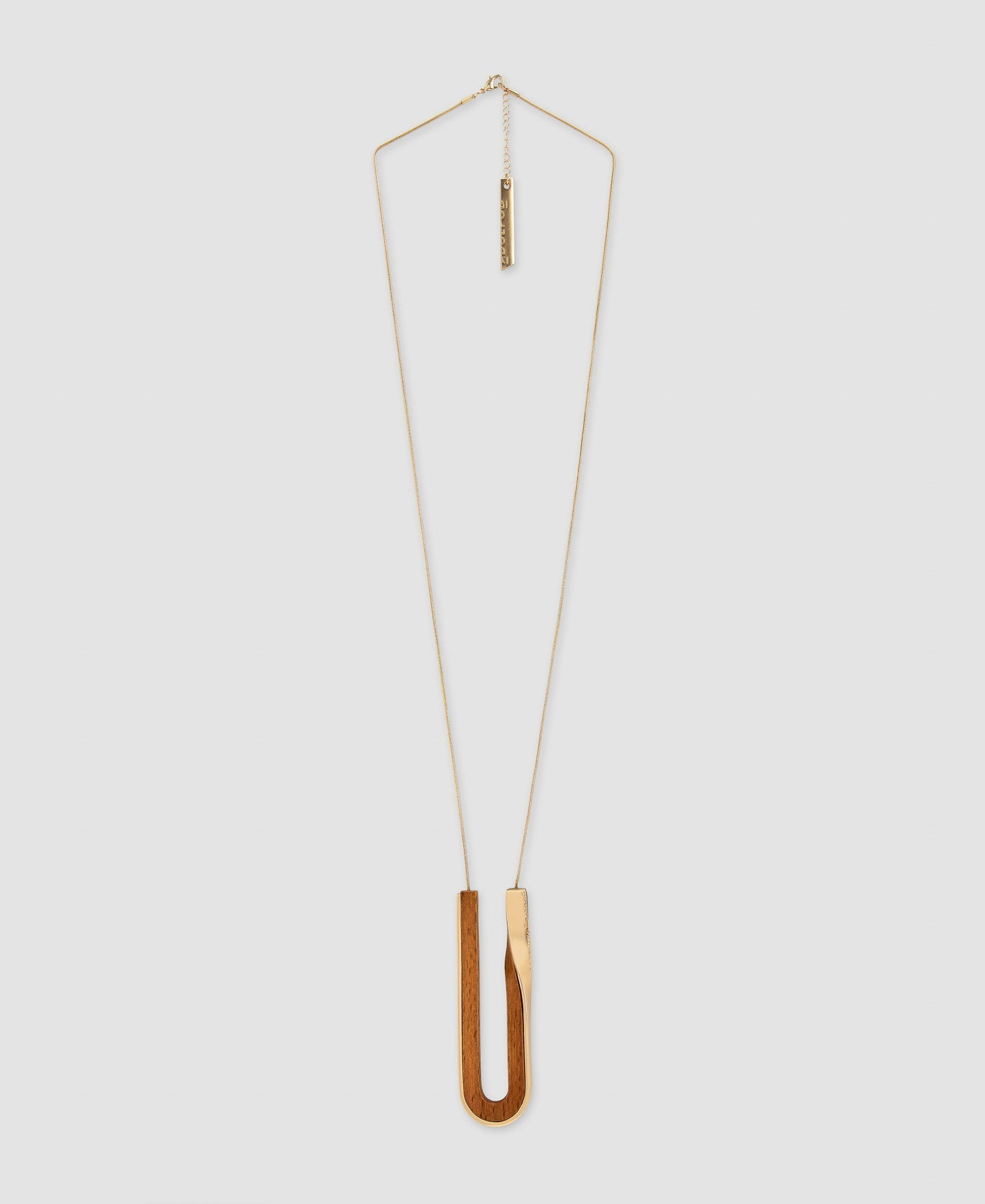 Women Necklace | Brown Wood And Zinc Twist Pendant by Spanish designer Adolfo Dominguez