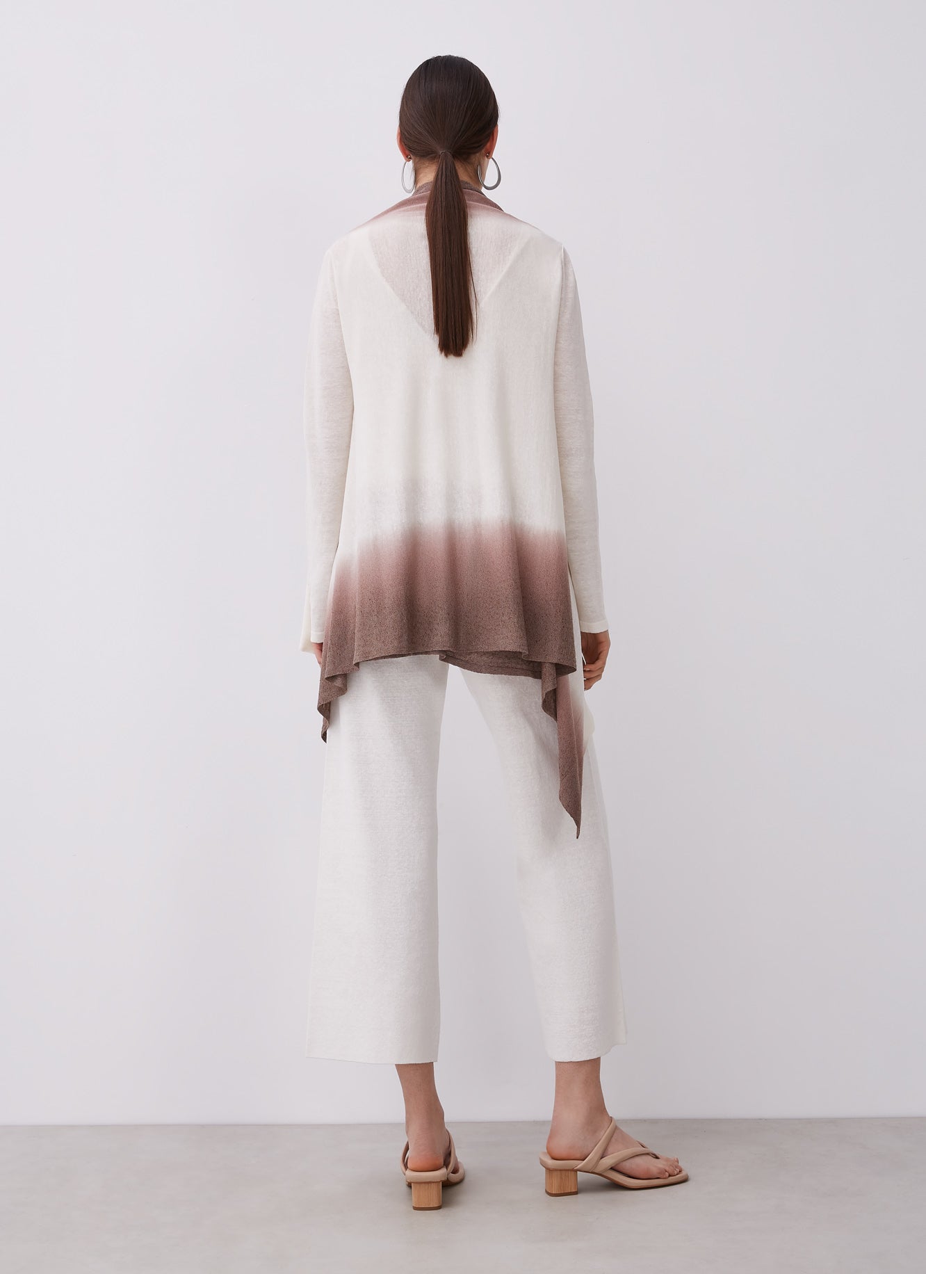 Women Twin Set | Brown/Ecru Linen Knit Twin Set by Spanish designer Adolfo Dominguez