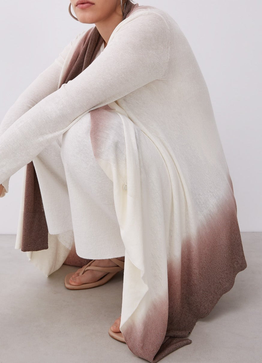 Women Twin Set | Brown/Ecru Linen Knit Twin Set by Spanish designer Adolfo Dominguez