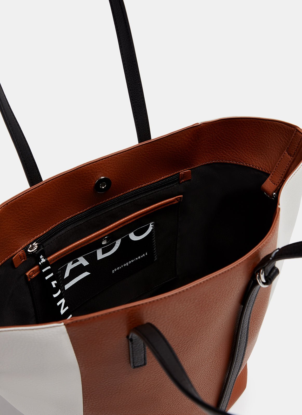 Women Bags | Buff Colour Soft Shopper Bag With Contrasting Straps by Spanish designer Adolfo Dominguez