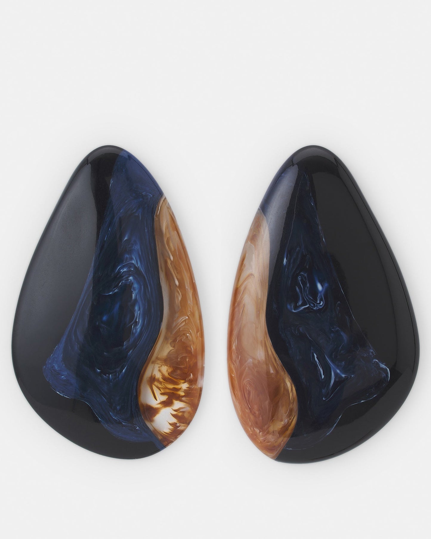 Blue Semicircular Blue Resin Earrings