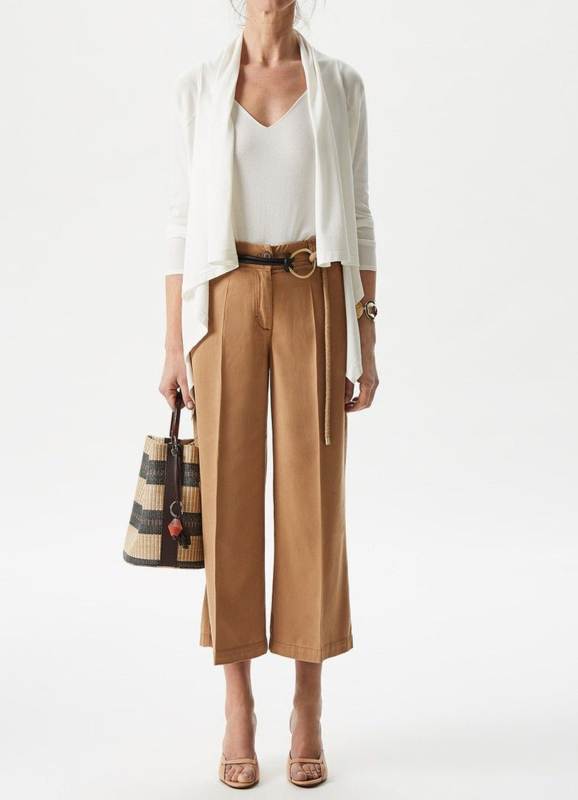 Women Trousers | Camel Lyocell Cropped Trousers by Spanish designer Adolfo Dominguez