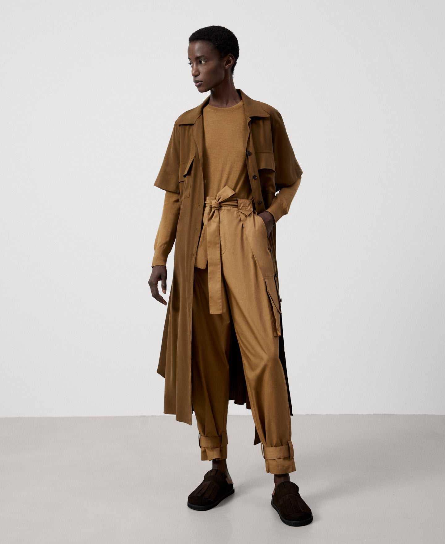 Women Jersey | Camel Merino Wool Sweater by Spanish designer Adolfo Dominguez