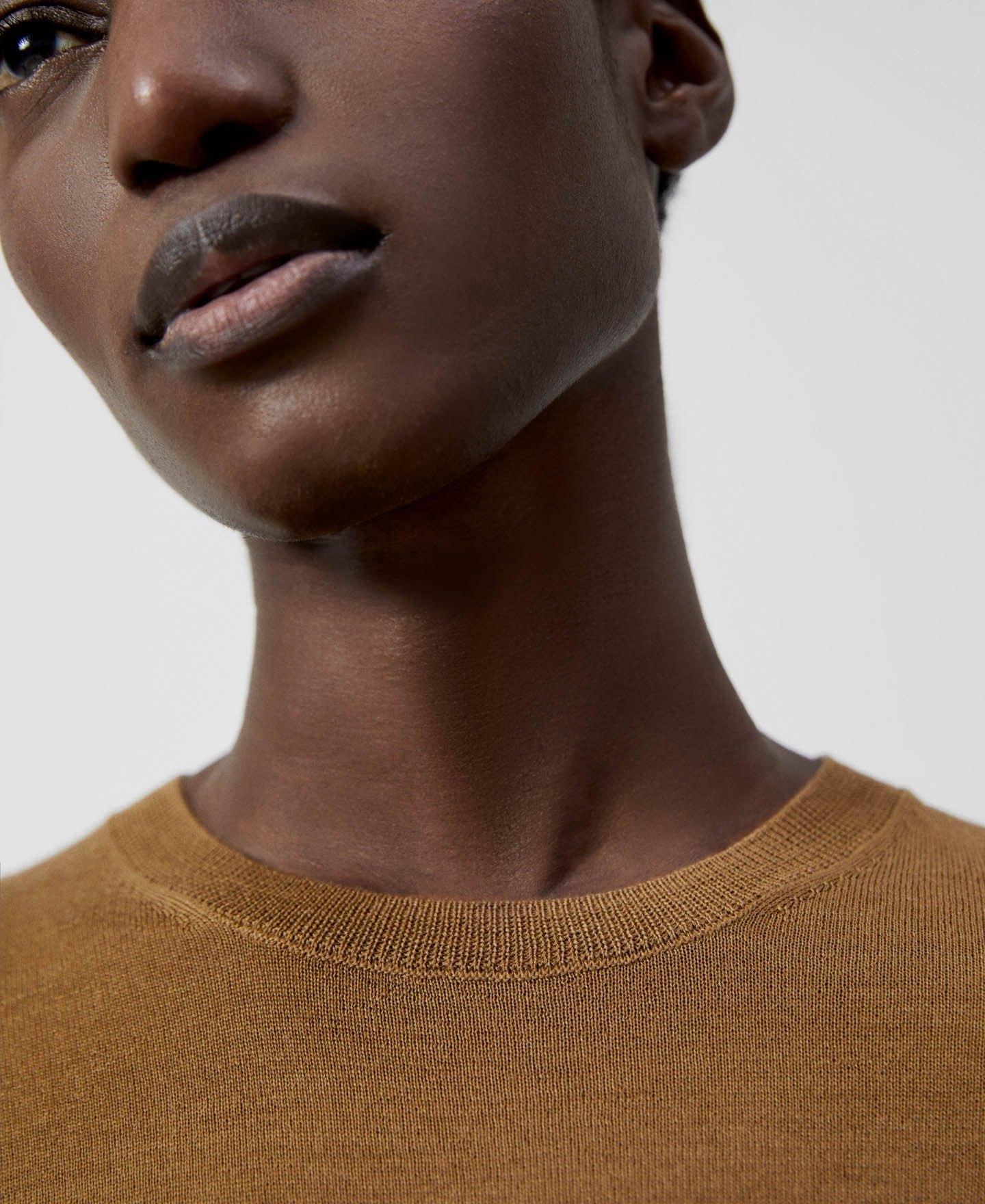 Women Jersey | Camel Merino Wool Sweater by Spanish designer Adolfo Dominguez