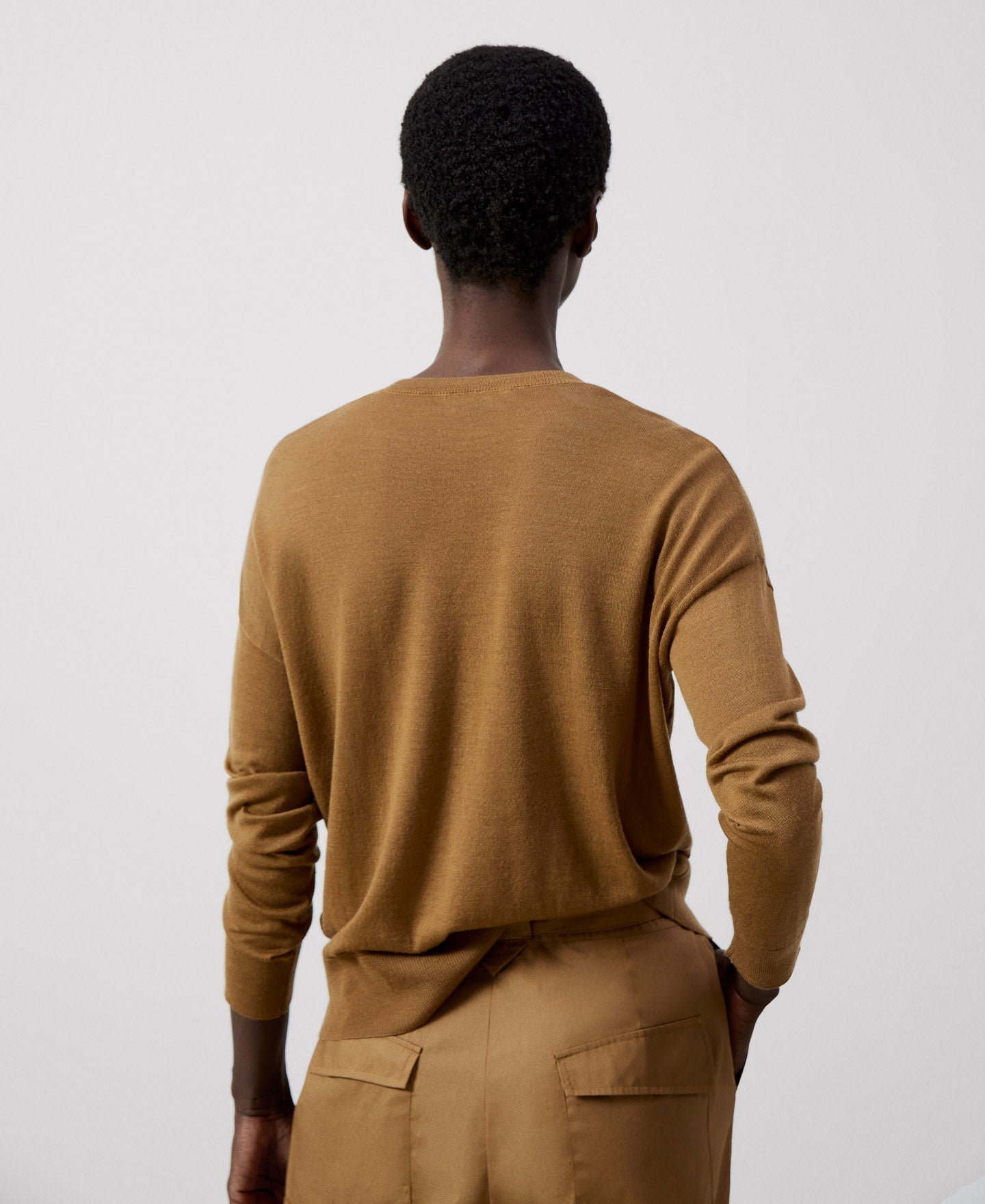 Women Jersey | Camel Merino Wool Sweater by Spanish designer Adolfo Dominguez
