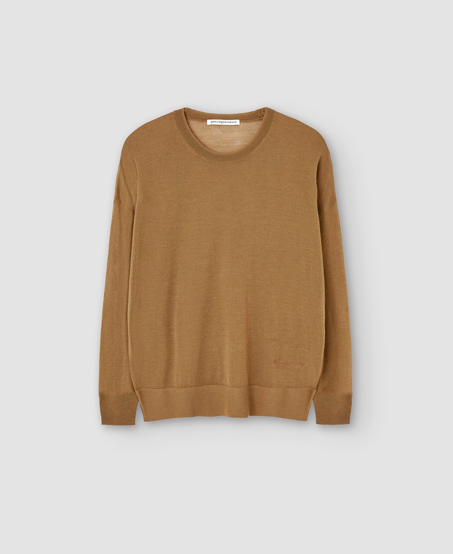Women Jersey | Camel Merino Wool Sweater by Spanish designer Adolfo Dominguez