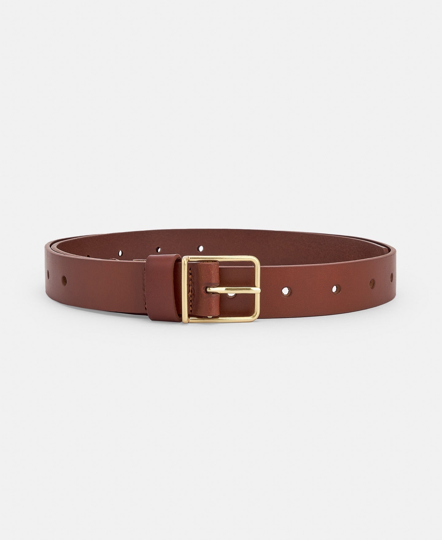Women Belt | Camel Metal Buckle Belt In Leather by Spanish designer Adolfo Dominguez