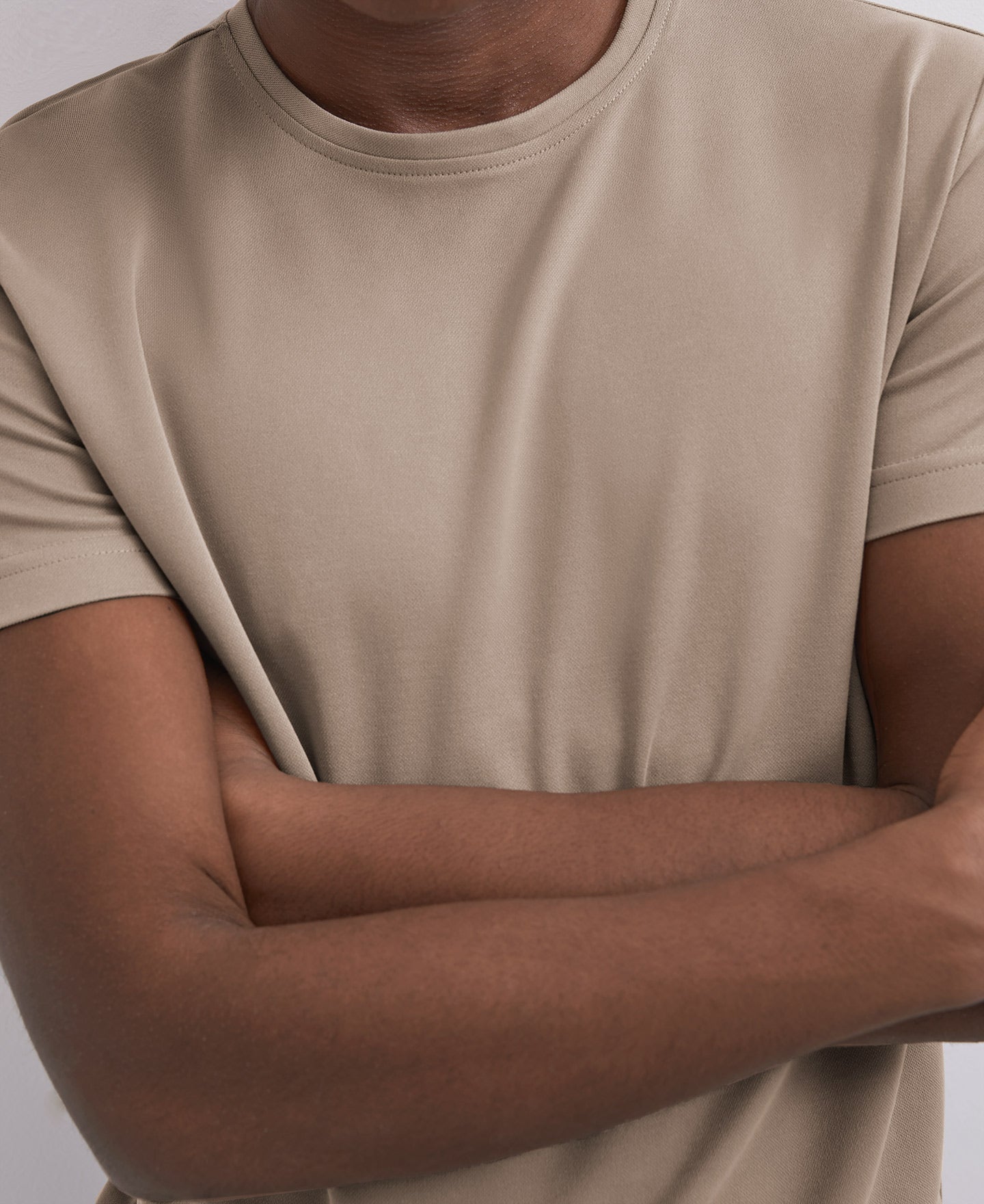 Men T-Shirt (Short Sleeve) | Camel Modal Crew Neck T-Shirt by Spanish designer Adolfo Dominguez