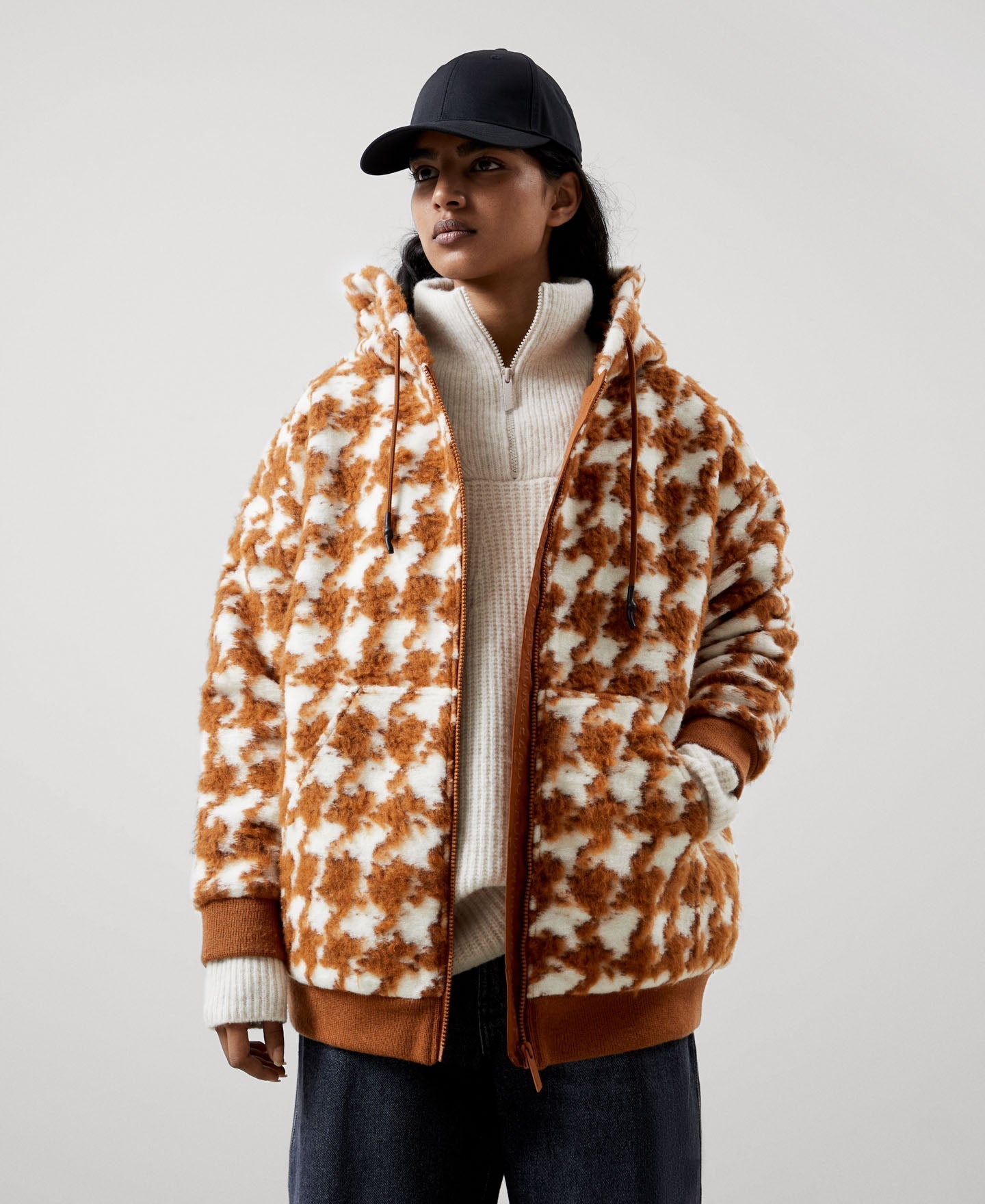 Women Jacket | Camel/Cream Jacket by Spanish designer Adolfo Dominguez