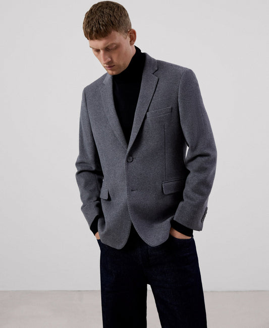Men Structured Jacket | Charcoal Grey Jacket by Spanish designer Adolfo Dominguez