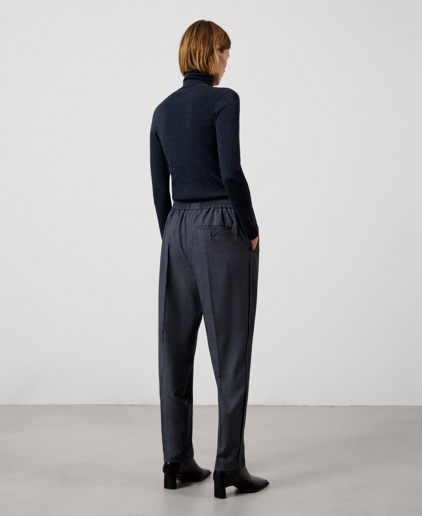 Women Trousers | Charcoal Grey Straight Cut Dart Trousers by Spanish designer Adolfo Dominguez