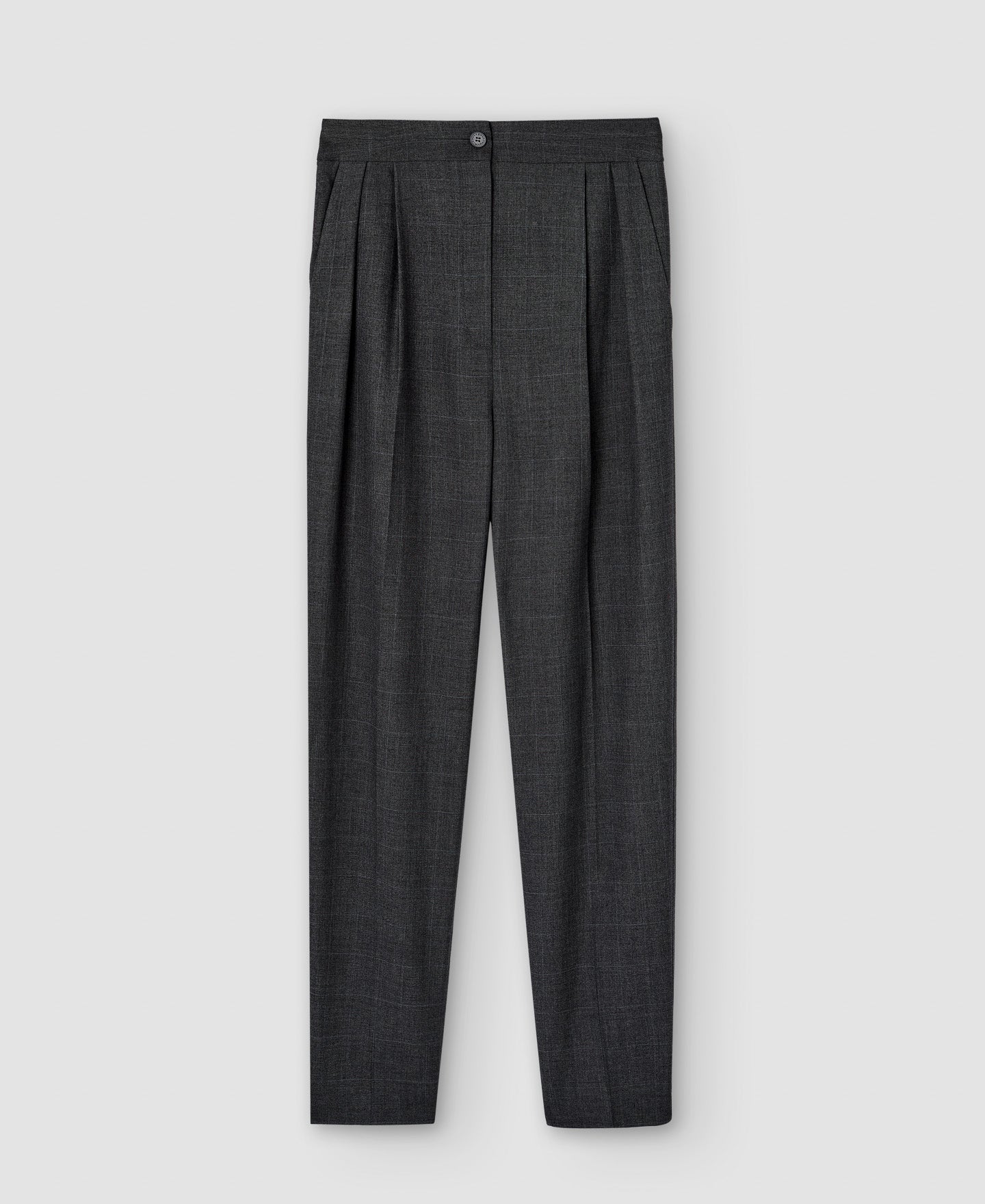Women Trousers | Charcoal Grey Straight Cut Dart Trousers by Spanish designer Adolfo Dominguez