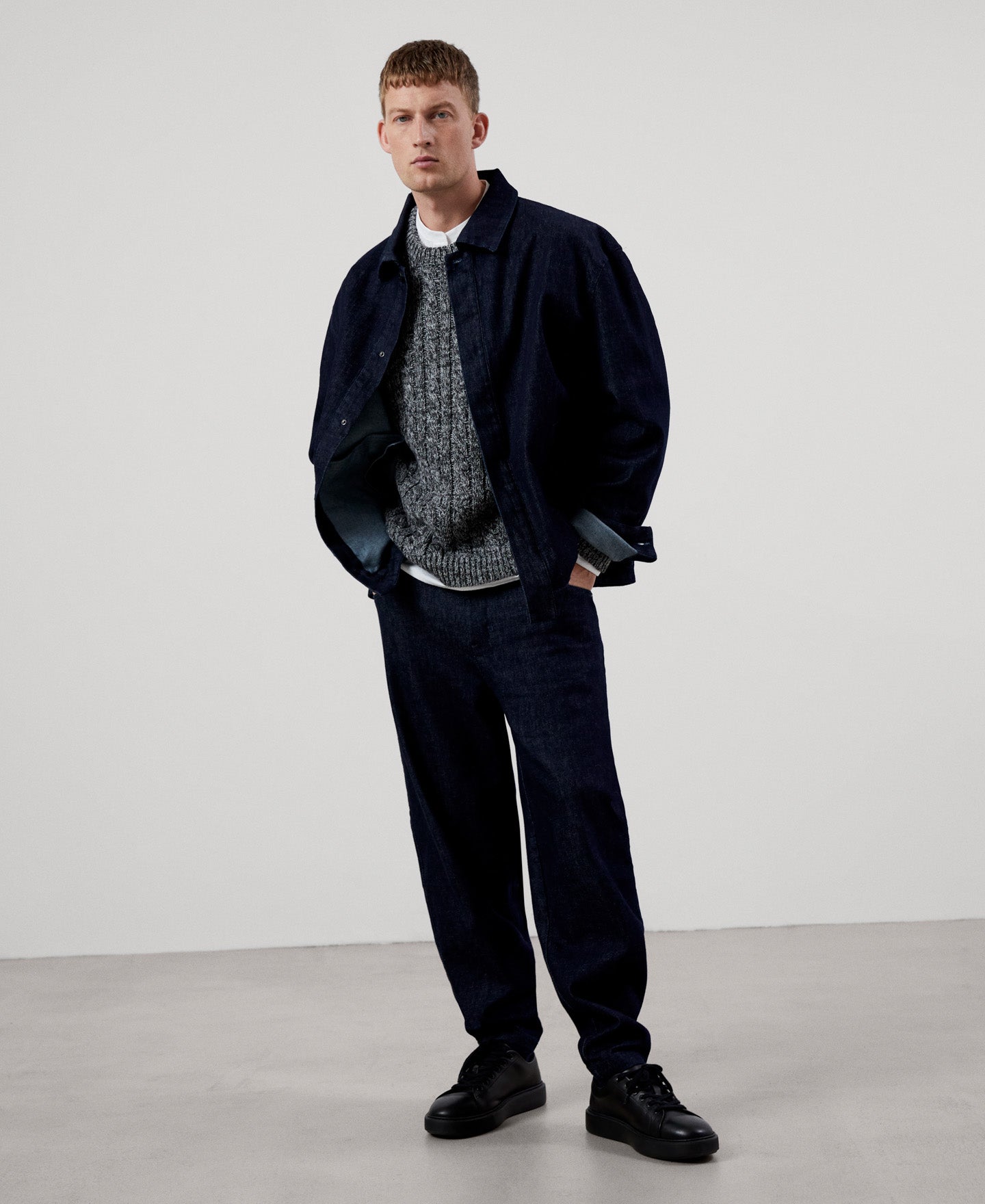 Men Jersey | Charcoal Grey/Ligh Sweater by Spanish designer Adolfo Dominguez