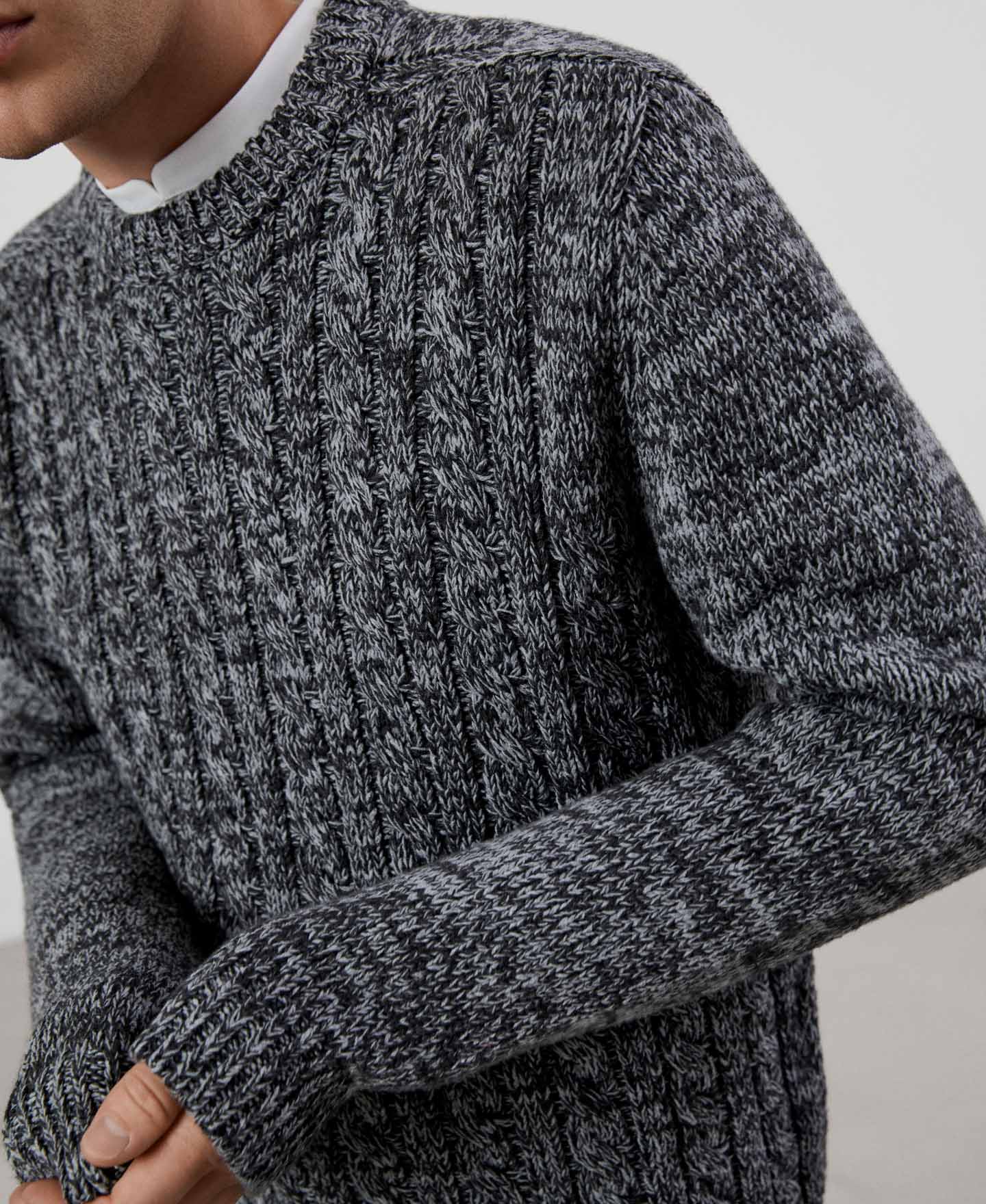 Men Jersey | Charcoal Grey/Ligh Sweater by Spanish designer Adolfo Dominguez