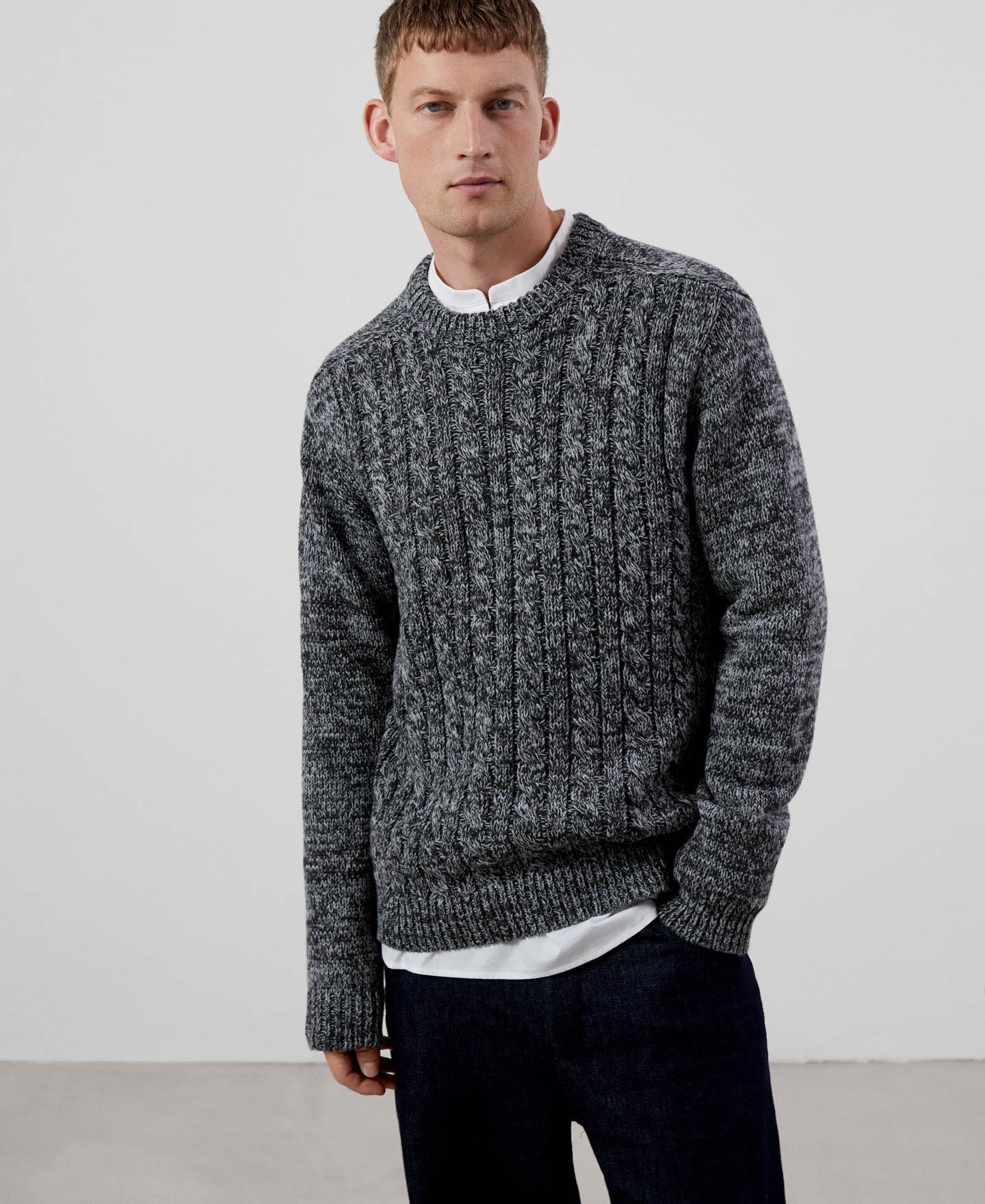 Men Jersey | Charcoal Grey/Ligh Sweater by Spanish designer Adolfo Dominguez