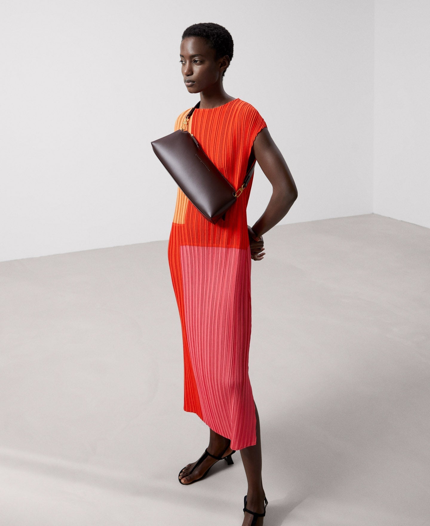 Women Bags | Chocolate Recycled Material Baguette Bag by Spanish designer Adolfo Dominguez