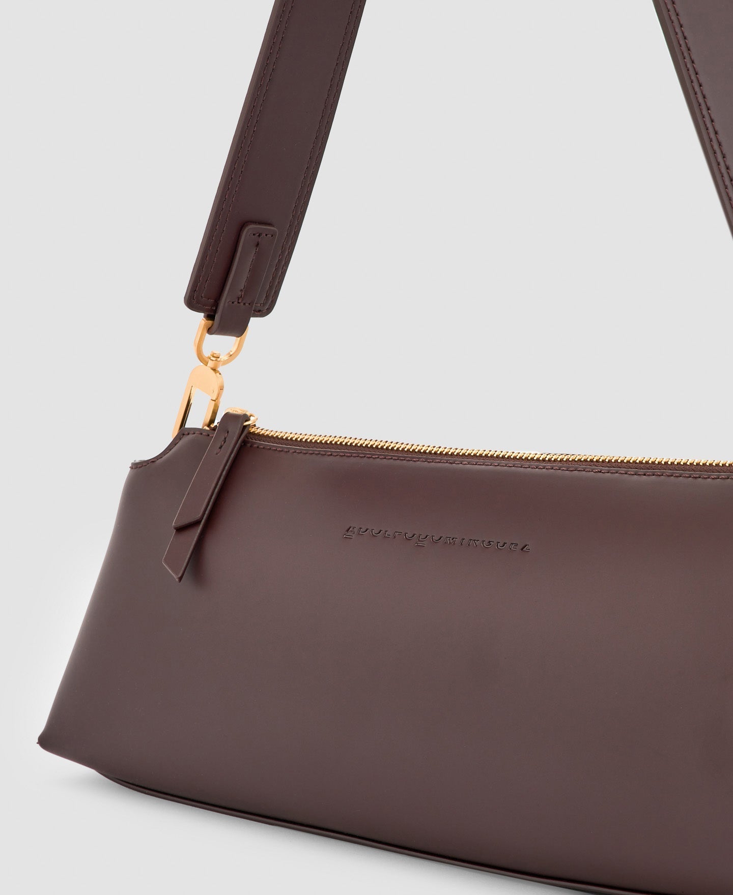 Women Bags | Chocolate Recycled Material Baguette Bag by Spanish designer Adolfo Dominguez