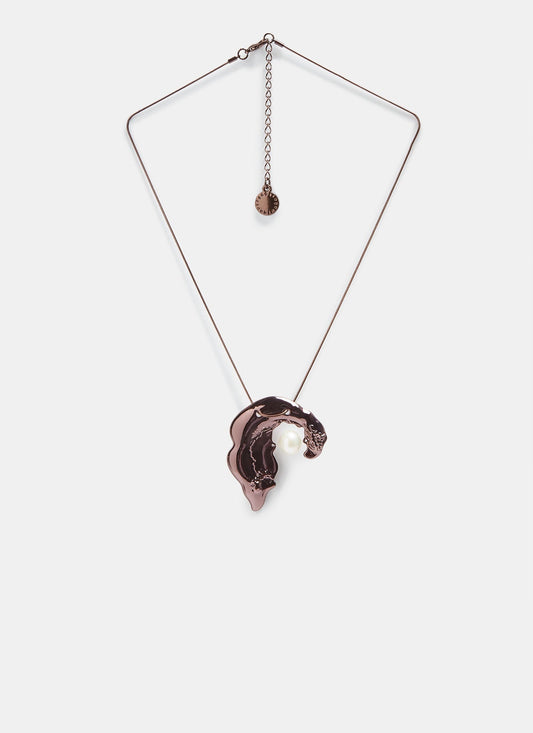 Women Necklace | Chocolate Short Necklace With Natural Pearl by Spanish designer Adolfo Dominguez