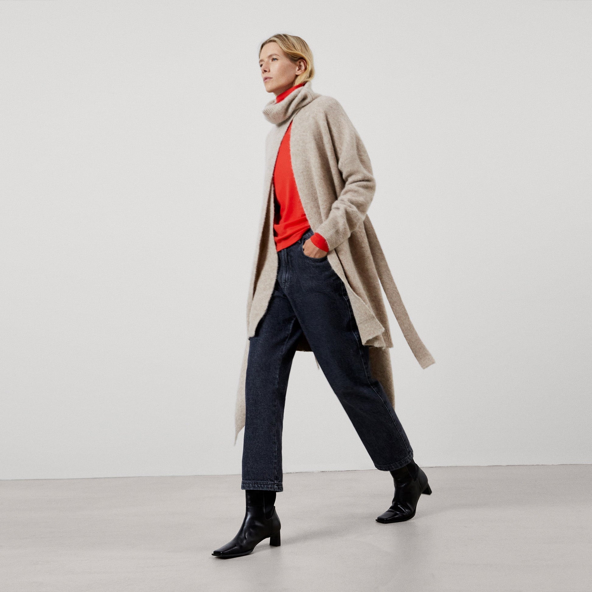 Women Long-Sleeve T-Shirt | Coral Merino Wool Long Sleeve T-Shirt by Spanish designer Adolfo Dominguez