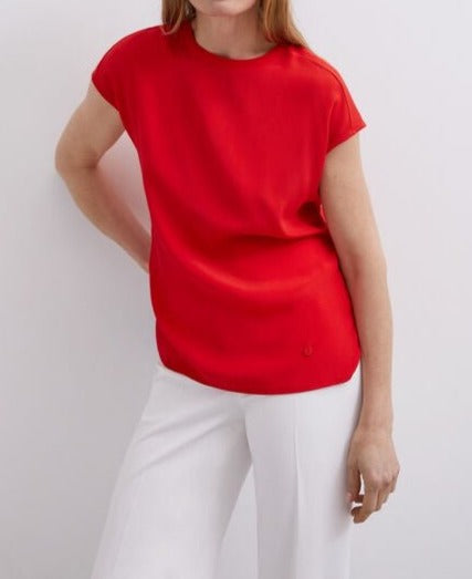 Women T-Shirt (Short Sleeve) | Coral T-Shirt Coral Cotton Lyocell And Viscose by Spanish designer Adolfo Dominguez