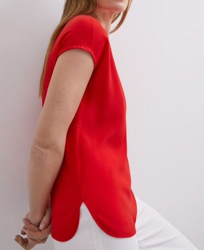 Women T-Shirt (Short Sleeve) | Coral T-Shirt Coral Cotton Lyocell And Viscose by Spanish designer Adolfo Dominguez