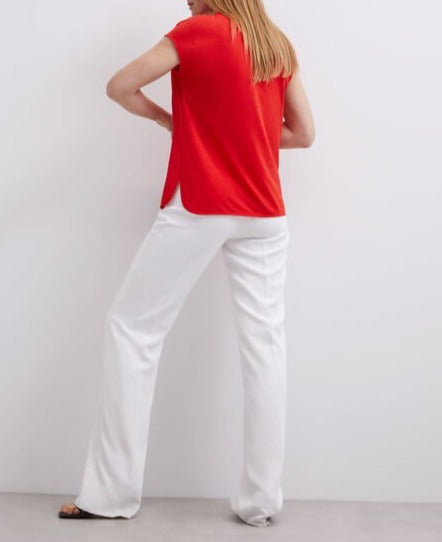 Women T-Shirt (Short Sleeve) | Coral T-Shirt Coral Cotton Lyocell And Viscose by Spanish designer Adolfo Dominguez