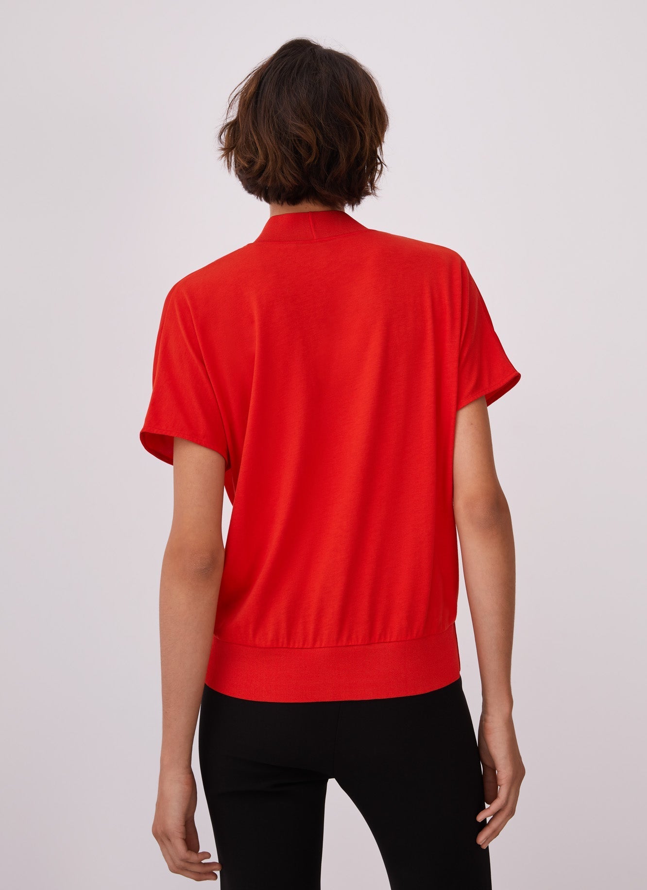 Women T-Shirt (Short Sleeve) | Coral Viscose And Cotton T-Shirt by Spanish designer Adolfo Dominguez