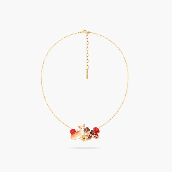 Corgi, Dachshund And Flower Statement Necklace | ASLA3011