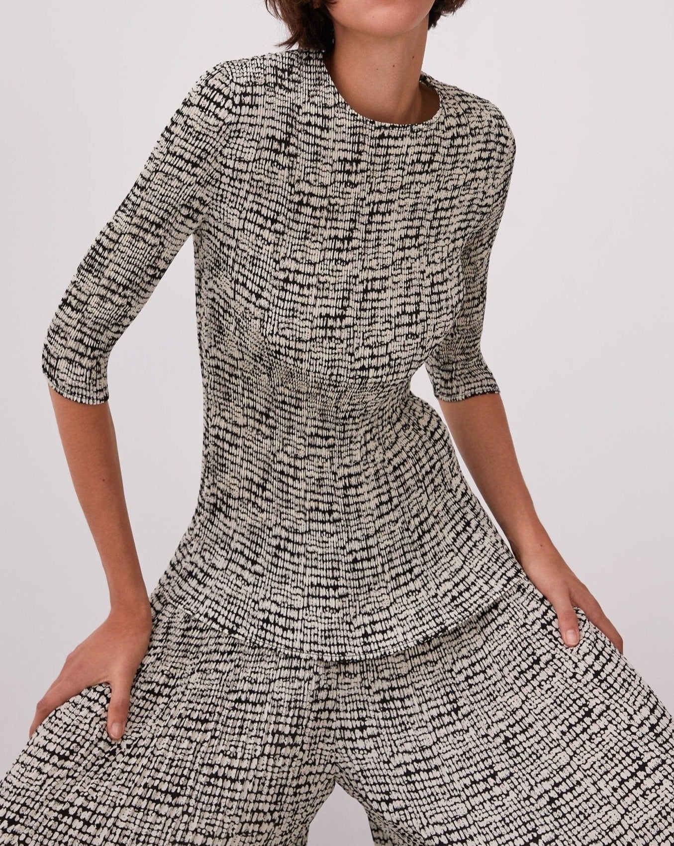 Women Shirt | Crinkle Top With Print by Spanish designer Adolfo Dominguez