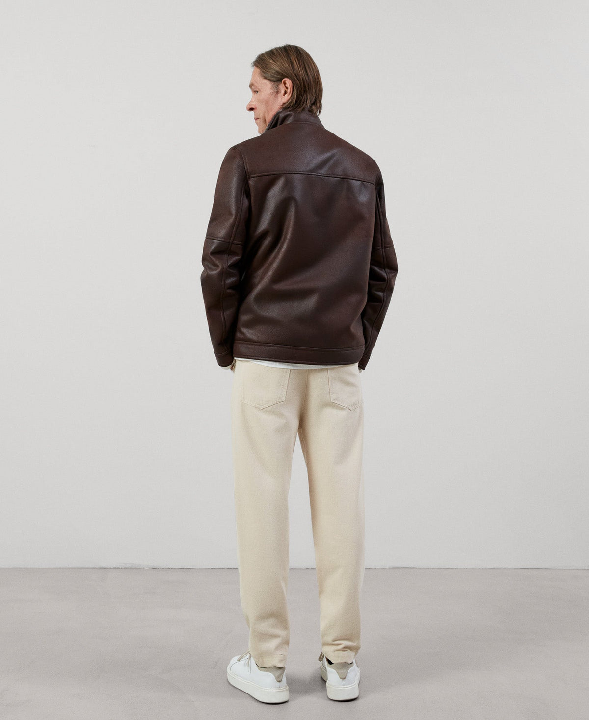 Men Ecoleather | Dark Brown Jacket by Spanish designer Adolfo Dominguez