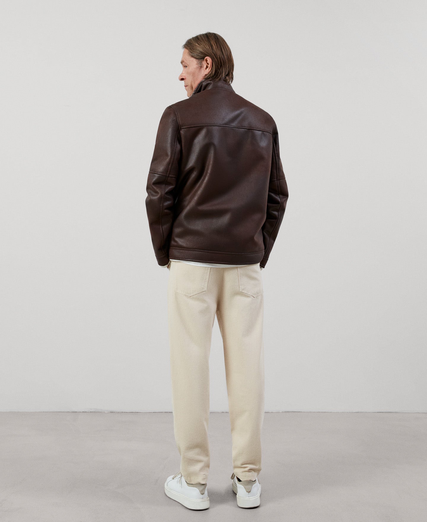 Men Ecoleather | Dark Brown Jacket by Spanish designer Adolfo Dominguez