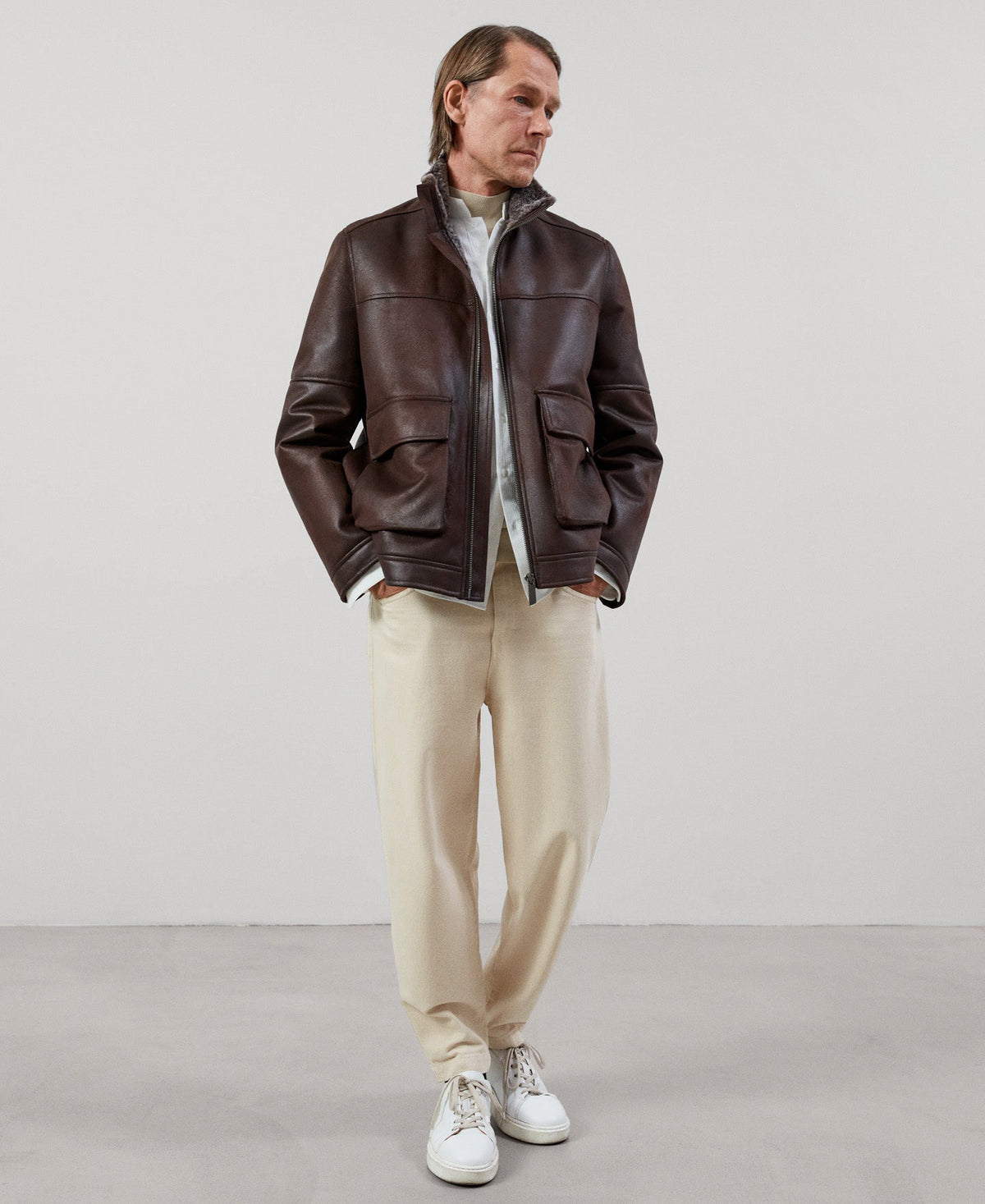 Men Ecoleather | Dark Brown Jacket by Spanish designer Adolfo Dominguez