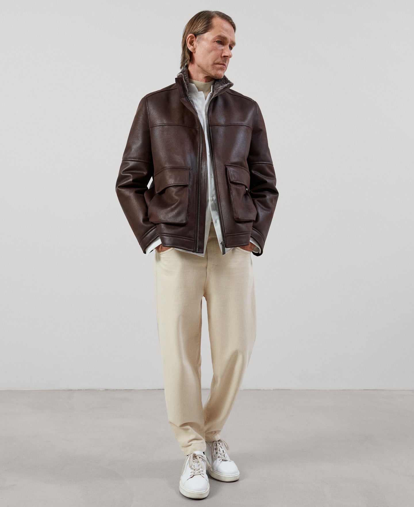 Men Ecoleather | Dark Brown Jacket by Spanish designer Adolfo Dominguez