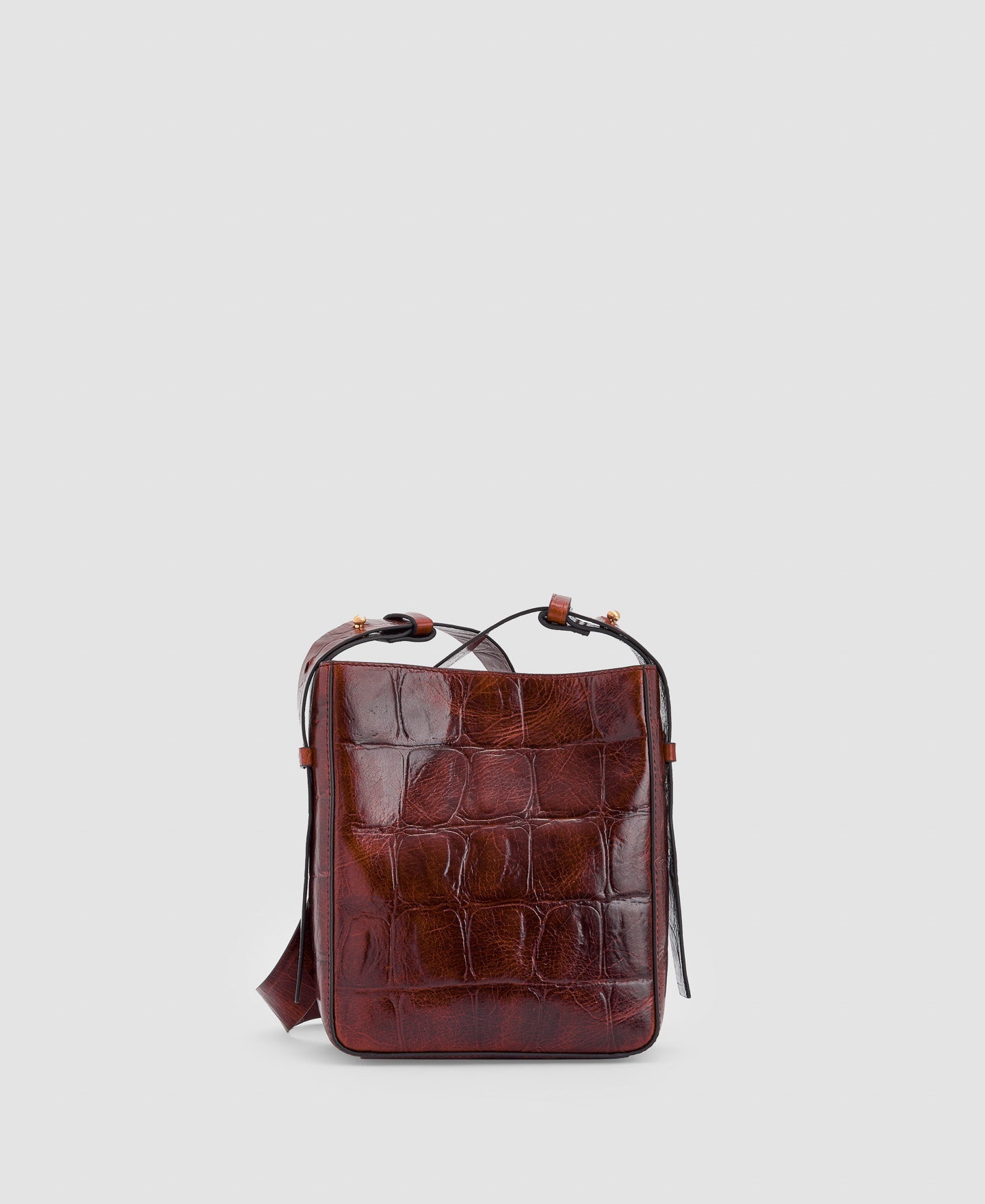 Women Leather Bag | Dark Brown Leather Bucket Bag by Spanish designer Adolfo Dominguez