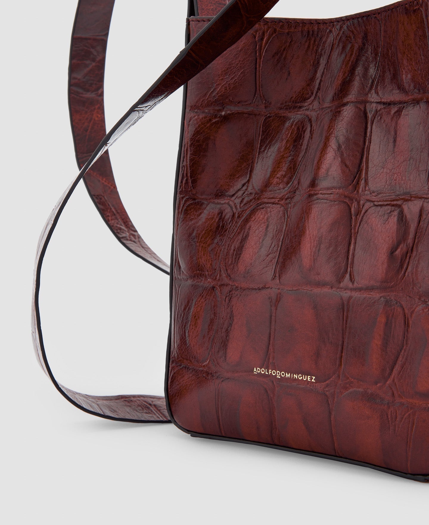 Women Leather Bag | Dark Brown Leather Bucket Bag by Spanish designer Adolfo Dominguez
