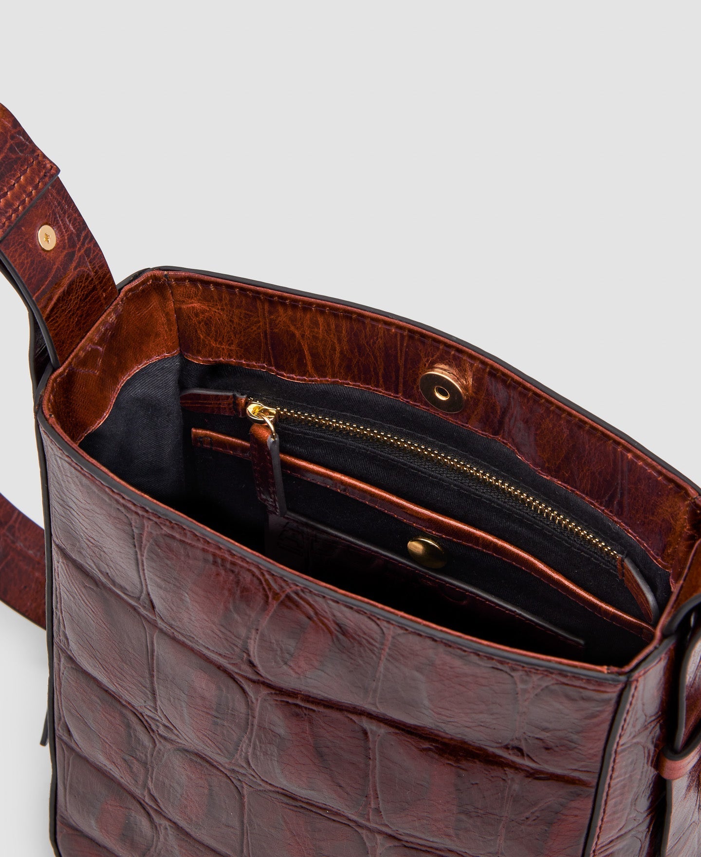 Women Leather Bag | Dark Brown Leather Bucket Bag by Spanish designer Adolfo Dominguez