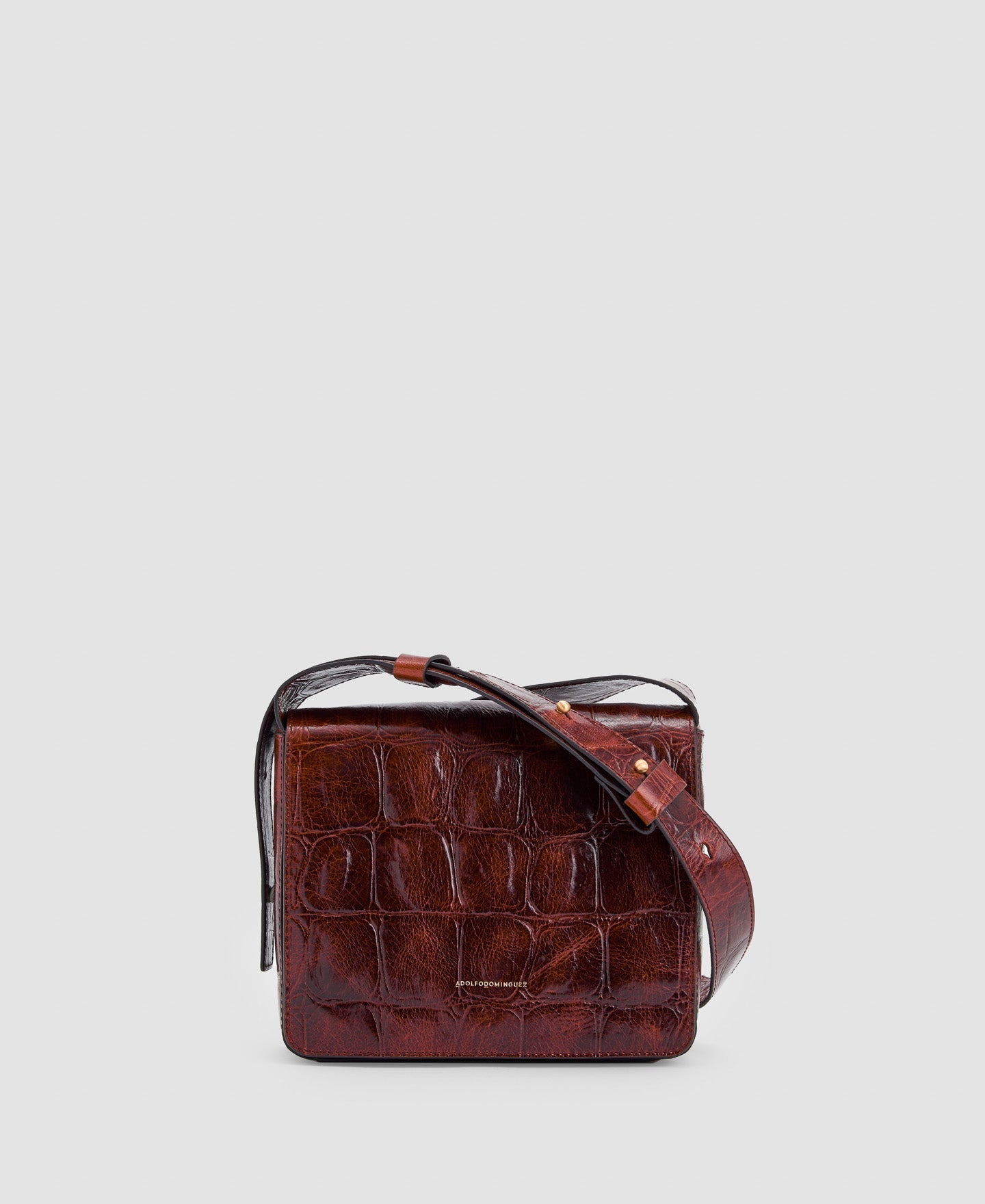 Women Leather Bag | Dark Brown Leather Shoulder Bag by Spanish designer Adolfo Dominguez