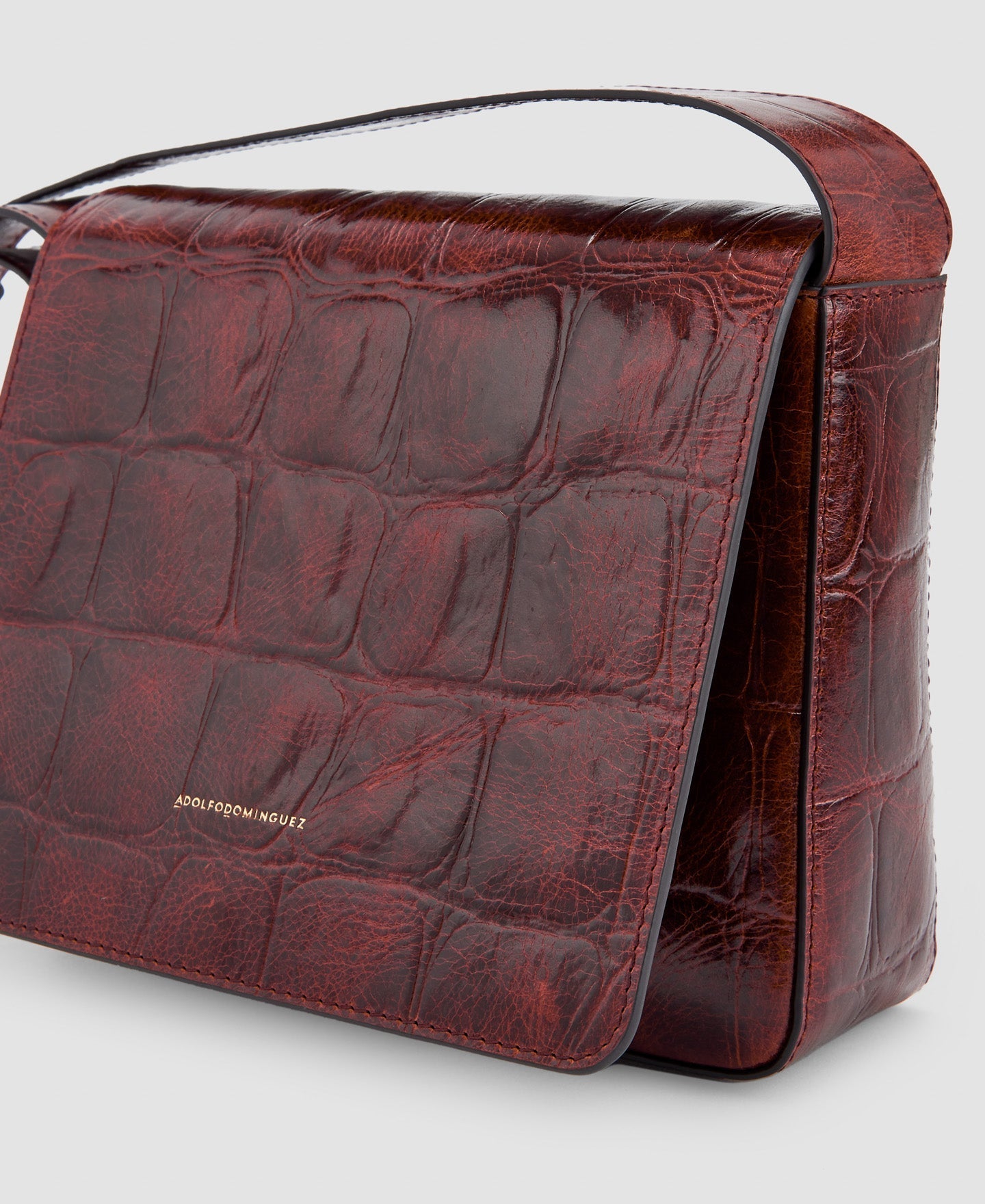 Women Leather Bag | Dark Brown Leather Shoulder Bag by Spanish designer Adolfo Dominguez
