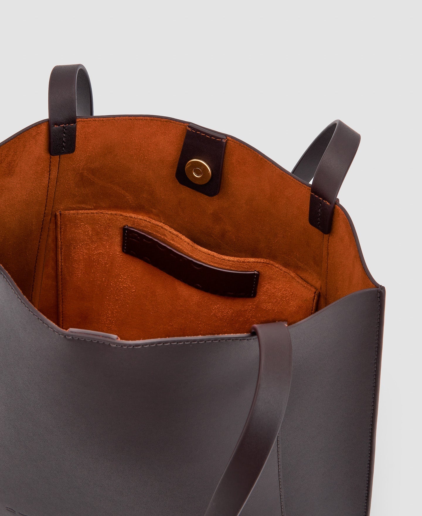 Women Leather Bag | Dark Brown Vachetta Shopper Bag by Spanish designer Adolfo Dominguez