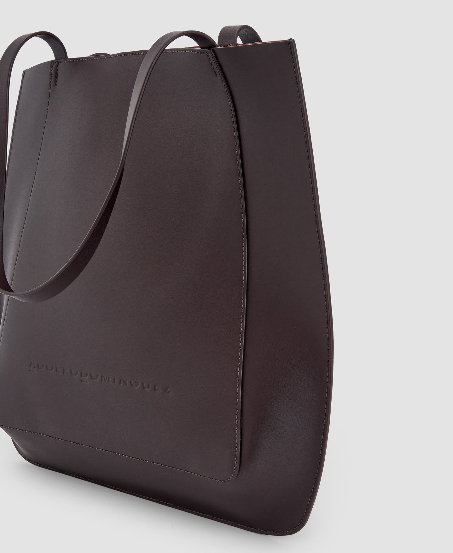 Women Leather Bag | Dark Brown Vachetta Shopper Bag by Spanish designer Adolfo Dominguez