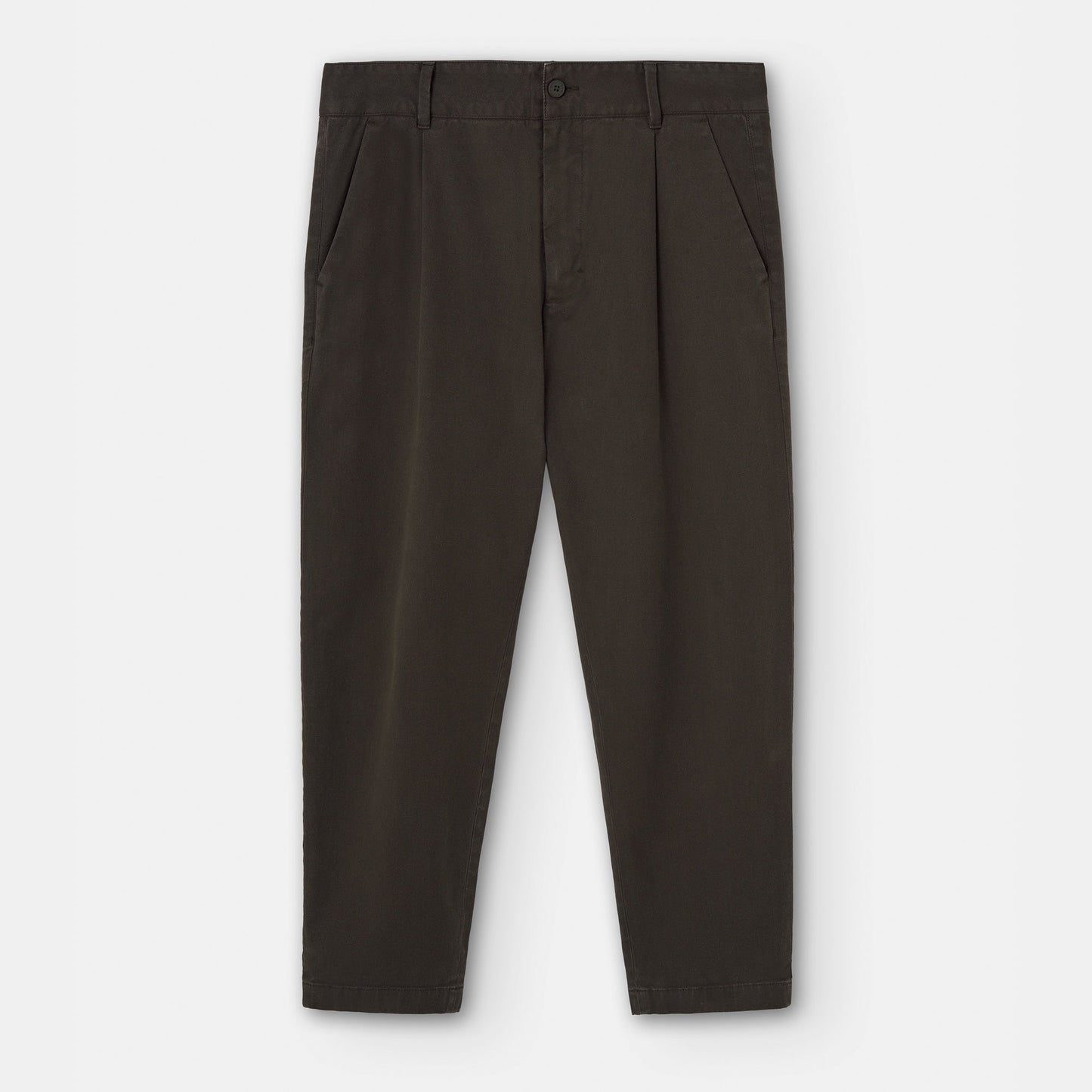 Men Trousers | Dark Green Carrot Silhouette Darts Trousers by Spanish designer Adolfo Dominguez